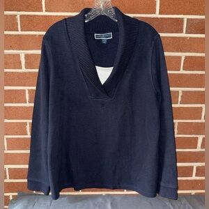 Karen Scott Deep Blue Cowl Neck Sweater